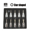 3/8 Inch Heavy Duty Hex Bit Socket Set With Star Shaped Allen Keys For Impact Drills Sturdy Metric Tools Kit to Crush Rusted Bolts Easy, 10-piece T-bit set