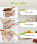 11 Inch By 150 Foot Vacuum Sealer Bags Roll With Built In Cutter, BPA Free, box open with easy tear and slide cutter steps