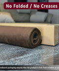 Non Slip Velvet Recliner Chair Cover With Headrest Protector Cozy Velour Slipcover rolled on table, shown in packaging.