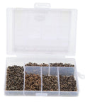 1200 Piece Woodworking Screws Kit M2 M5 Self Tapping Cross Countersunk Set With Assorted Sizes in plastic storage box.
