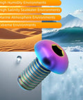 Lightweight Titanium Bolts M5x12mm Set For Bikes Hex Key Fasteners with rainbow finish ideal for harsh environments