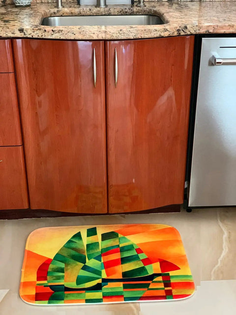 Vintage Tractor Bathroom Rug Mat For Rustic Farmhouse Style Dope Tractor Print Bath Rug For Powder Room Or Guest Bath Soft Plush Floor Mat With Farm Scene Photography Vibe on kitchen floor