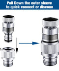 Brass Quick Connector For Sink Faucet To Garden Hose Adapter Snap Coupling With 360 Degree Rotation All Brass No Fuss Fits 55 64 Inch 27 Thread