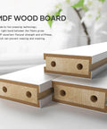 Three MDF wood pieces with white PVC coating for the 36 By 84 Inch White Sliding Barn Door Slab With Six Point Six Foot Hardware Kit Included.