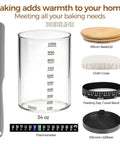 Pro Sourdough Bread Starter Kit With 34 Oz Jar Funnel Opening Silicone Cover and Handy Features Shown with Accessories