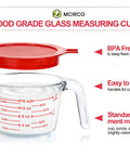2 cup clear borosilicate glass measuring jug with BPA-free red lid from 6 Piece Glass Measuring Cup Set With Lids 1 Cup 2 Cup 4 Cup Nesting Jugs Borosilicate Glass Microwave Oven Freezer Safe Dishwasher Safe Clear Liquid Measuring Cups For Kitchen