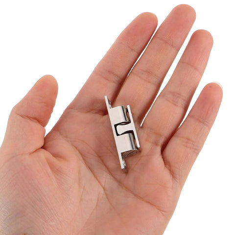 Solid Silver Copper Cabinet Door Rollers With Silent Close And Rust Resistant Finish, 10 Pack Secure Hardware held in a hand.