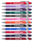 12 Color Pens Set With Motivational Quotes For Inspiration Fine Point Smooth Writing Touchscreen Stylus Compatible Multi Color Ink