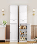 67 Inch Tall Bathroom Cabinet With Two Doors And One Drawer, Slim 15.7 Inch Wide, 11.8 Inch Deep, Adjustable Shelves, White Finish