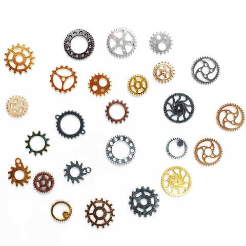 300g Assorted Color Antique Metal Steampunk Gears Charms Pendants For DIY Jewelry Making And Crafting Accessories Non Toxic Odorless Fade Resistant Alloy Gear Set 12 To 30mm Clock Wheel Pieces Great For DIY Projects