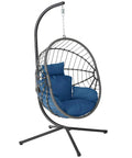 Hanging Egg Chair With Stand For Indoor And Outdoor Relaxation And Kick Back Vibe 350 Lb Capacity Waterproof PE Rattan Wicker