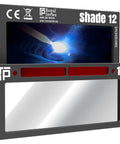 Auto Darkening Welding Lens Shade 12 In Silver With Blue Puddle Finish, 20A TIG Rating, No Flashing, Lens Size 2 By 4.25 By 0.2 Inches