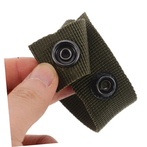Hand holding green nylon belt buckle with quick release snap, part of Six Pack Durable Nylon Belt Buckle Quick Release Webbing Clips For Outdoor Activities Camping Gear Training And Tough Equipment Attachment Versatile Strap Accessories.