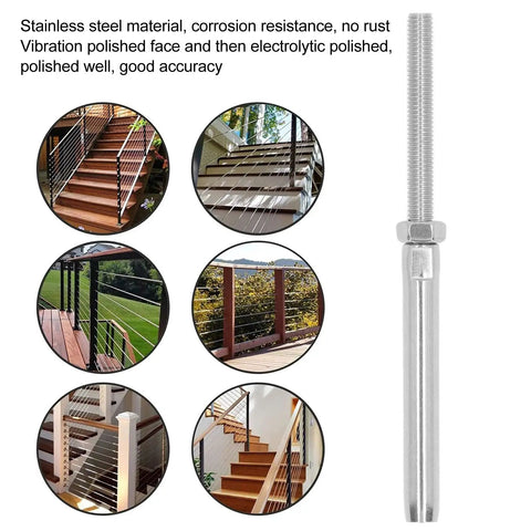 10 Pack Stainless Steel Thread Swage Lag Screws Cable Railing Hardware Kit with slick polished finish for rails