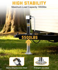 Heavy Duty A Frame Trailer Jack 5500 Lbs Load Capacity For RV And Utility Trailers Cordless Drill Compatible, side view in use.