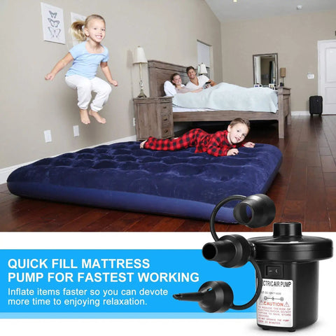 Electric Air Pump For Inflatables And Air Beds Quick Fill For Pools Boats Rafts Camping Gear and Cushions 12V DC and 110V AC 50W