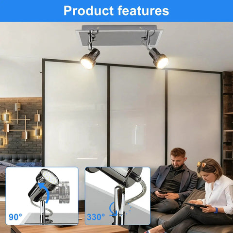 Six Head LED Track Light Kit With Rotatable Heads And Foldable Arms For Kitchen Living Room Dining Room And Office