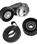 Fresh Serpentine Belt Kit With Tensioner And Idler Pulley That Slaps Great On Chevy Trailblazer 4.2L Engines For Smooth Alternator Water Pump And AC Compressor Performance Plus Corrosion Protection, belt and pulleys