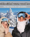 Warm Fleece Ski Mask With Windproof Coldproof Shield For Men And Women One Size Fits All Black Cozy Arctic Wool Face Cover modeled