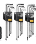 27-Piece Magnetic Allen Wrench Set With Extra-Long Ball End Hex Keys S2 Steel SAE Metric And Torx Keys Color-Coded L Keys T-Handle