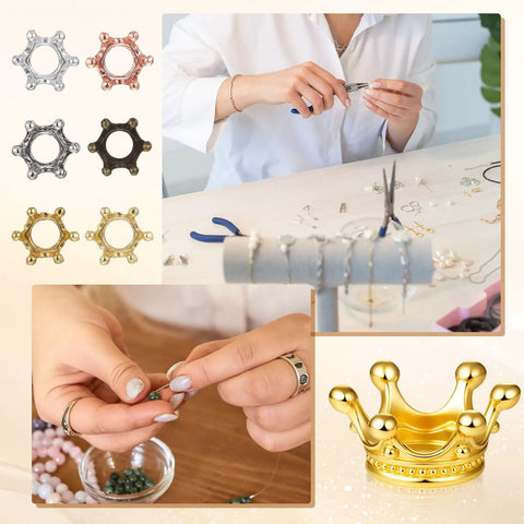 60 Piece Crown Charms Set For Jewelry Making With Six Vintage Colors 3D Alloy Crown Beads in crafting setup