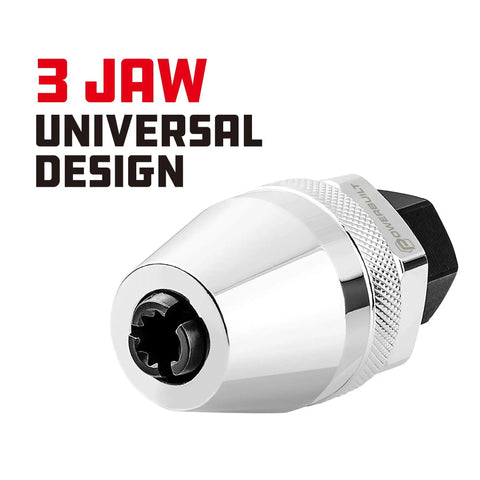 Go To Stud Extractor For Damaged Bolts And Rusted Fasteners showing 3 jaw universal design and 3/8 inch drive