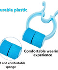 Blue plastic nose clip with dual foam rollers for stopping nosebleeds in adults.
