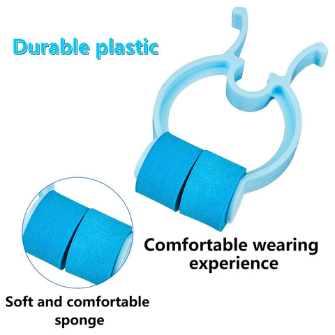 Blue plastic nose clip with dual foam rollers for stopping nosebleeds in adults.