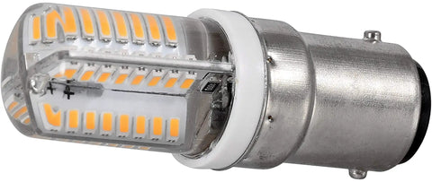 Push In LED Light Bulb For Sewing Machines With Bright White Glow, 64 LEDs, 120V, 2.5 Watt, B15 Bayonet Base close-up view