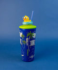 Two Pack 20 Oz Stainless Steel Tumbler With Pop Topper And Straw Interchangeable Character Topper For Your Personal Style BPA Free Insulated Cup With Leak Resistant Lid Vacation Marble Design Reusable Travel Cup