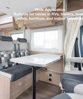 Game Changer Heavy Duty Telescoping Table Slider Leg With Slick Height Adjustments For RVS Campers Boats And Trailers Solid Aluminum Build in RV interior with table.