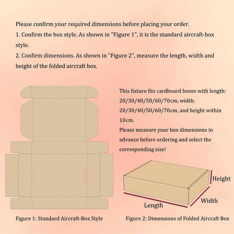 Slick Manual Carton Folder And Aircraft Box Folding Jig with cardboard box dimensions and styles guide for easy assembly.