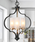 Modern Orb Chandelier With 3 Lights In Black And Gold, Frosted Glass Shades, Dope Pendant Light For Kitchen Island