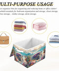 Kick Some Clutter With These Heavy Duty Foldable Storage Bins, Featuring Snug Click Lids And Super Sturdy Handles, Plus Collapsible Oxford Basket Organizers For Real Closet Solutions, shown with lid open, 16.5 x 12.6 x 11.8 inches, ocean design.