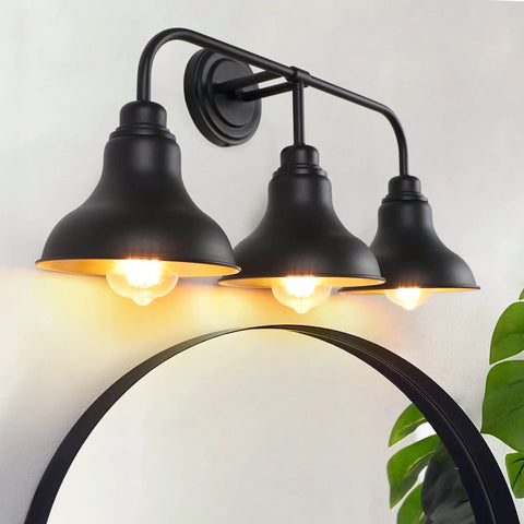 34.25 Inch Farmhouse Four Light Vanity Light In Matte Black Over Mirror Rustic Wall Sconce Fixtures For Bathroom And Bedroom