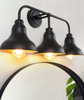 Farmhouse 25 Inch Vanity Light Fixture With Three Lights Over Mirror Rustic Wall Sconce In Metal Lampshade For Bathroom Durable