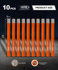 BGTEC 10-piece dry diamond drill bit set, orange 6mm bits, 65mm length, vacuum-brazed grit #50/60