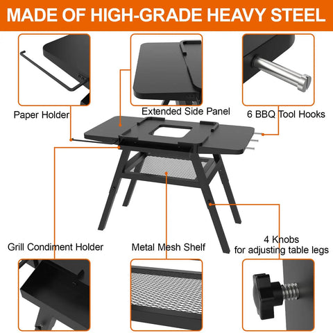 Adjustable Outdoor Grill Stand Built Tough for Woodfire OG700 OG800 OG900 OO101 Pizza Oven, All Weather Grill Cart for MO201
