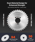 VEVOR Compatible 36-Tooth Electric Rebar Cutter Blades With Cermet Tipped Heat-Treated SK51 Steel, 5.5 inch diameter, 1.34 inch arbor.