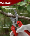 Heavy Duty 7 Inch Pruning Shears For Garden Pros With Japanese SK5 Steel Blades And 4 Of 5 Cut Capacity Bypass Hand Pruners cutting branch