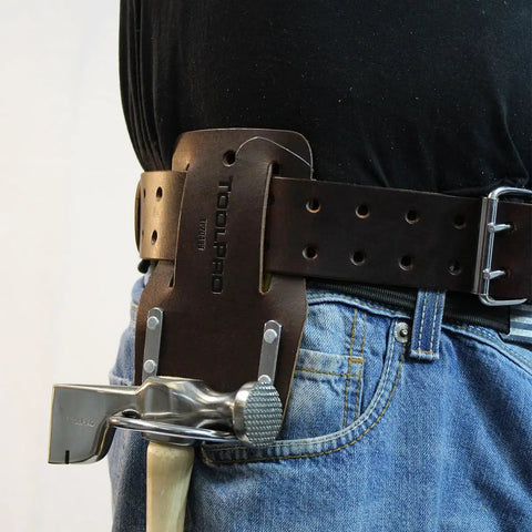 Oil-Tanned Hammer Holder For Drywall Tools And Fasteners Like Hammers, Pliers, And Screws, Premium Top-Grain Leather With Flexible Cradle