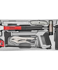 Tools from 137 Piece PRO35 26 Inch Wide Black Starter Tool Kit With 9 Tool Trays 4 Drawer Cabinet Beefy Steel Frame Durable Finish