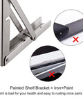 Close-up of Heavy Duty Folding Shelf Brackets Stainless Steel Collapsible Set Supports Up To 330 Lb Per Pair Space Saving Mounts