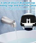 Tub spout with 101237 cup seal and diverter gate for Moen 3800, six-pack repair kit for bathtub shower leak-free performance.