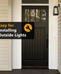 DIY Friendly Siding Mounting Block Kit With Built-In Electrical Box For One Half Inch Lap Siding, Vertical Lamp Mounting Plate, white textured plastic mounted beside black front door