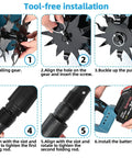 Step-by-step guide for assembling Cordless 21V Tiller With 8 Inch Wide Cultivator and 4.0Ah battery installation.