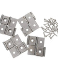 Vintage Iron Square Hinges Set For Furniture And Cabinets with screws, 4 Sets Heavy Duty Retro Hardware displayed on white background.