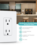 Decorator Receptacle Outlet With Screwless Wall Plate Included For Easy Install 15 Amp 125 Volt Tamper Resistant Electrical Outlet