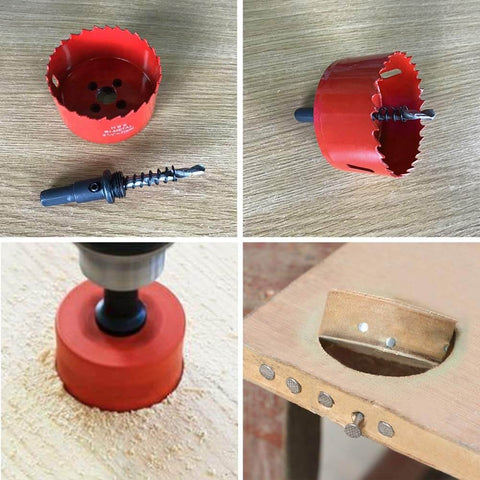 LAIWEI HSS hole saw with arbor, 80mm, red; Amazon tools for wood, PVC board and plasterboard.