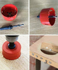 2 Inch Hole Saw Drill Bit For Wood PVC And Plasterboard With Arbor Bi Metal HSS Cutter 51mm in use and close-up views